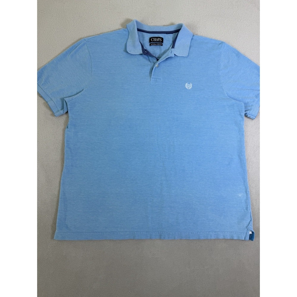 Chaps Pique Polo Shirt Mens XL Blue Short Sleeve Classic Casual Cotton - Picture 9 of 16